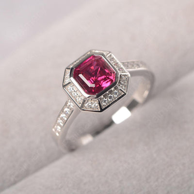 Royal Victorian 14K Red and Yellow Gold 3.0 Ct Asscher Cut Ruby Landseer  Lion Engagement Ring R867-14KREYGR | Art Masters Jewelry