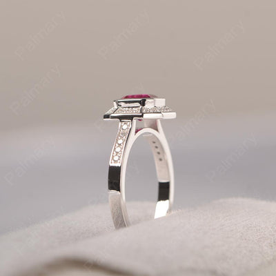 Bezel Setting Asscher Cut Ruby Rings - Palmary