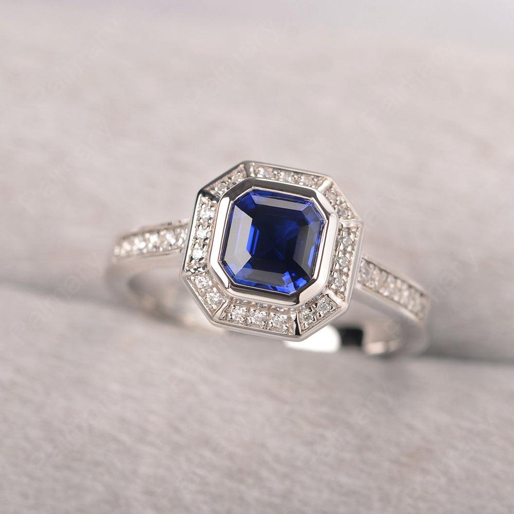 Bezel Setting Asscher Cut Sapphire Rings - Palmary