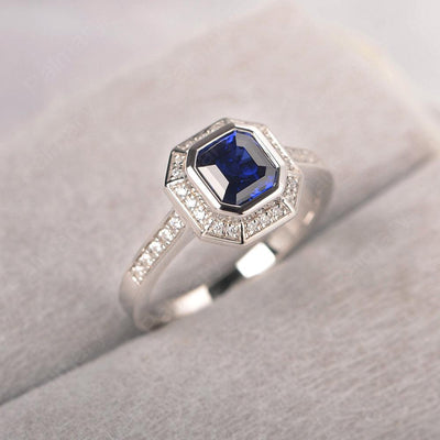 Bezel Setting Asscher Cut Sapphire Rings - Palmary