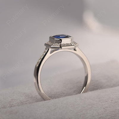 Bezel Setting Asscher Cut Sapphire Rings - Palmary