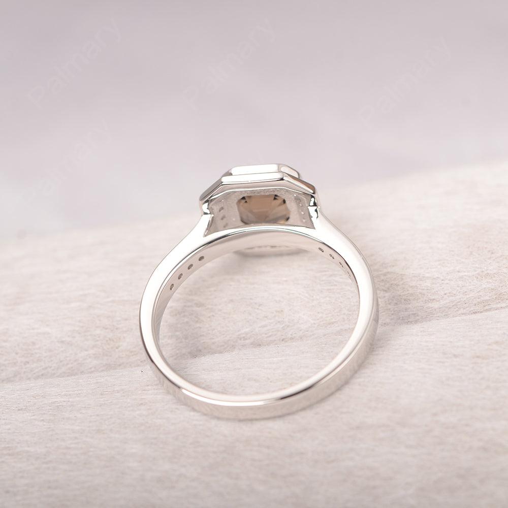 Bezel Setting Asscher Cut Smoky Quartz  Rings - Palmary