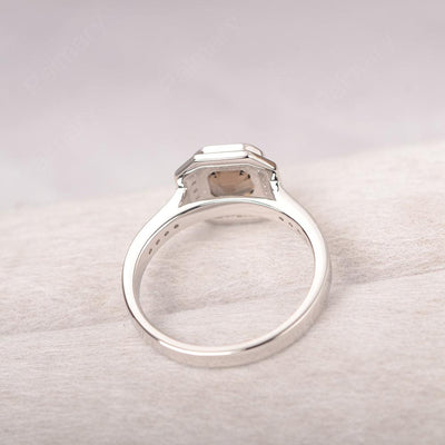 Bezel Setting Asscher Cut Smoky Quartz  Rings - Palmary