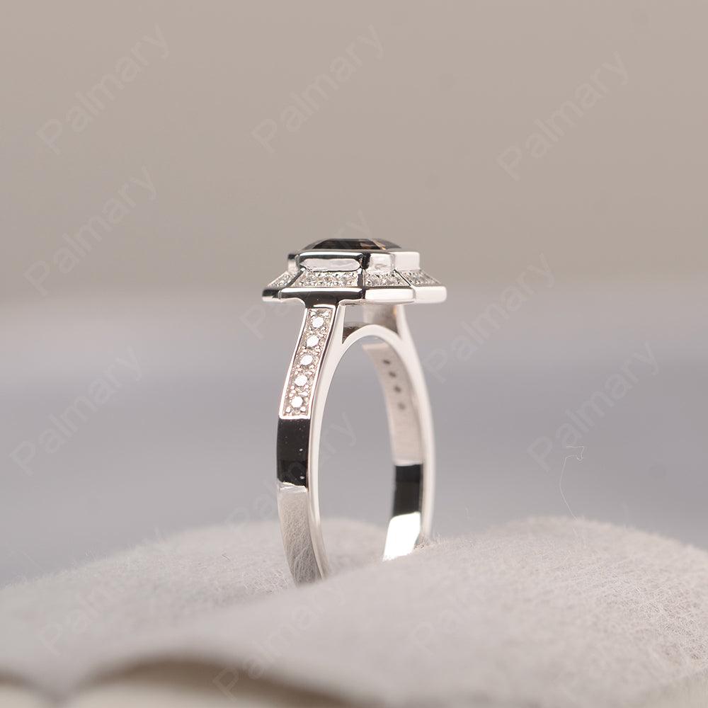 Bezel Setting Asscher Cut Smoky Quartz  Rings - Palmary