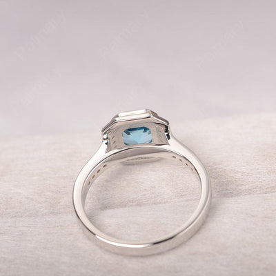 Bezel Setting Asscher Cut Swiss Blue Topaz Rings - Palmary