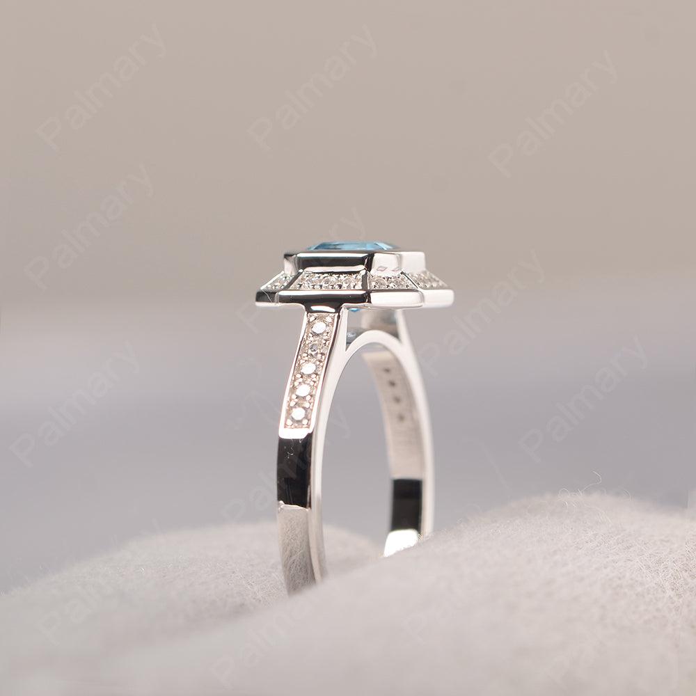 Bezel Setting Asscher Cut Swiss Blue Topaz Rings - Palmary