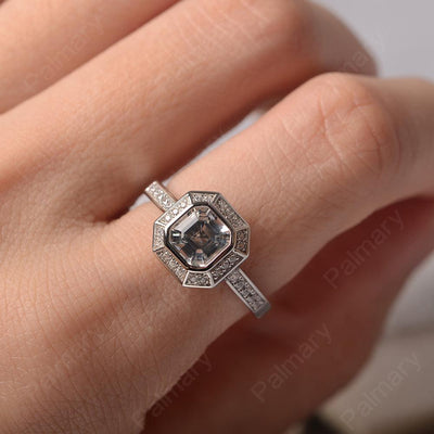 Bezel Setting Asscher Cut White Topaz Rings - Palmary