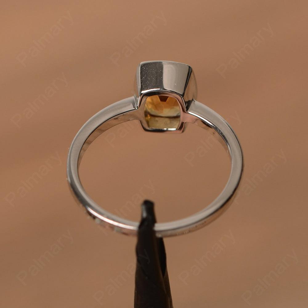 Cushion Cut Citrine Bezel Rings - Palmary