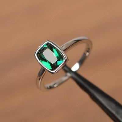 Cushion Cut Emerald Bezel Rings - Palmary