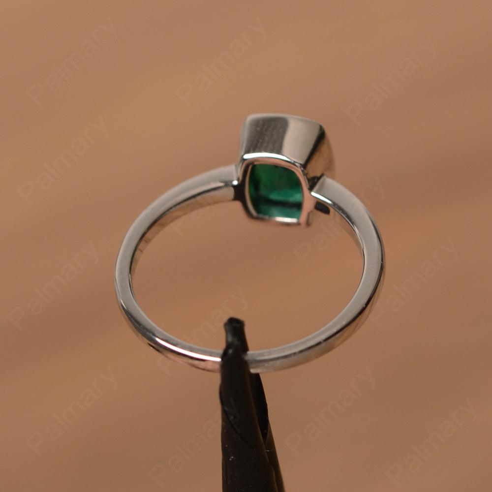Cushion Cut Emerald Bezel Rings - Palmary