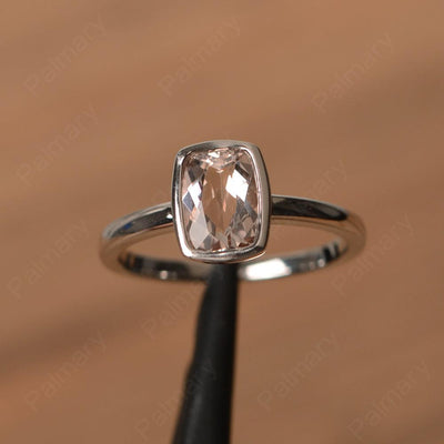 Cushion Cut Morganite Bezel Rings - Palmary