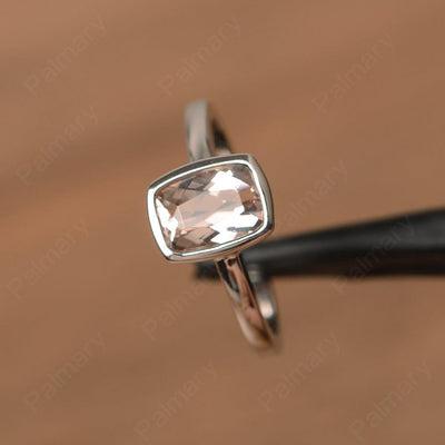 Cushion Cut Morganite Bezel Rings - Palmary