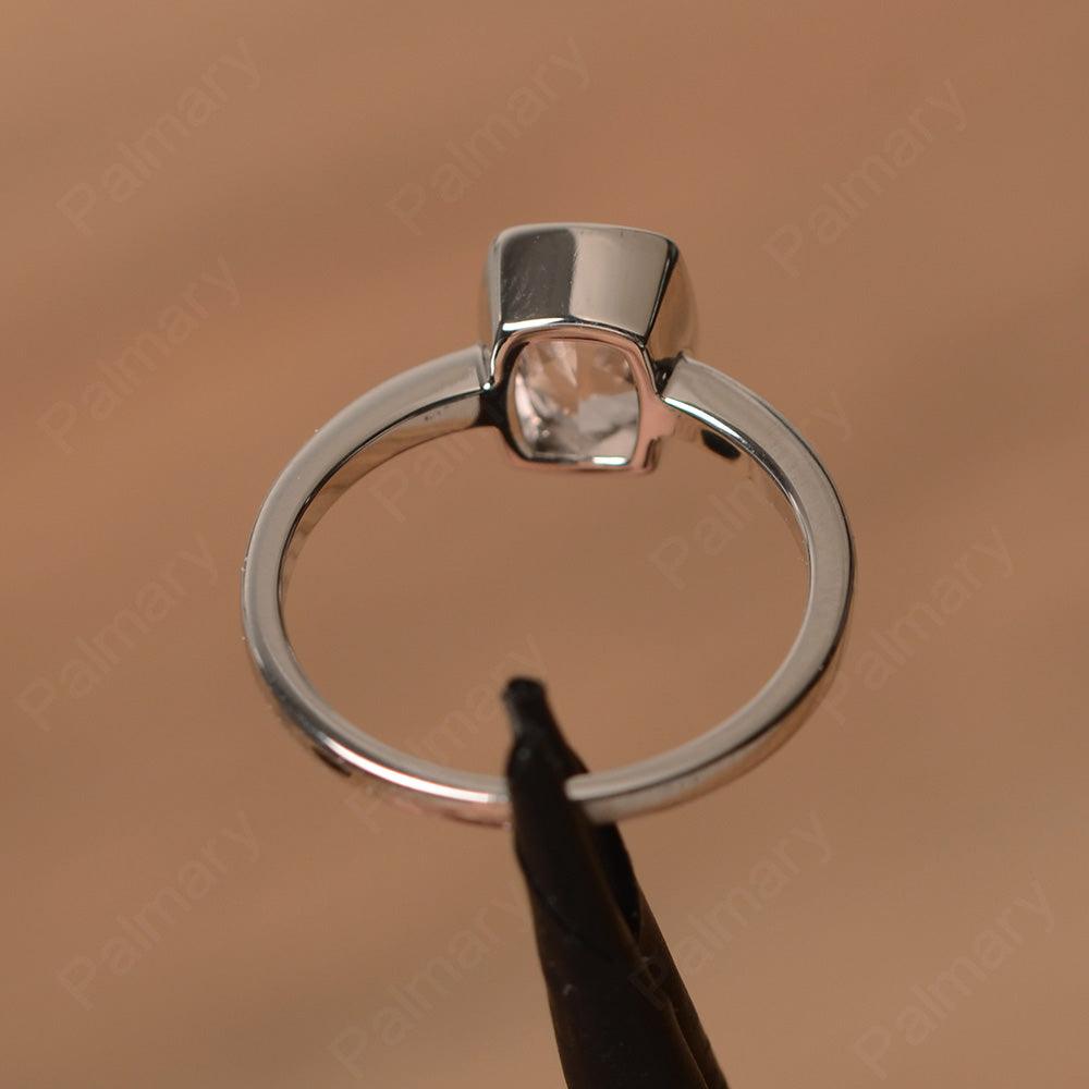 Cushion Cut Morganite Bezel Rings - Palmary