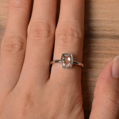 Cushion Cut Morganite Bezel Rings - Palmary