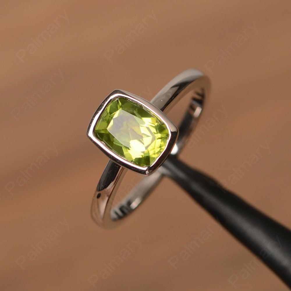 Cushion Cut Peridot Bezel Rings - Palmary