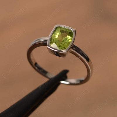 Cushion Cut Peridot Bezel Rings - Palmary