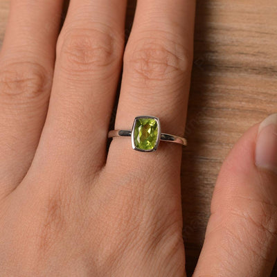 Cushion Cut Peridot Bezel Rings - Palmary