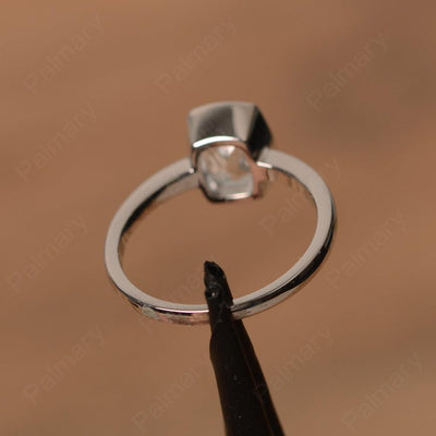 Cushion Cut White Topaz Bezel Rings - Palmary