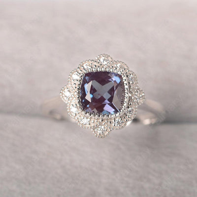 Cushion Cut Bezel Setting Alexandrite Rings - Palmary