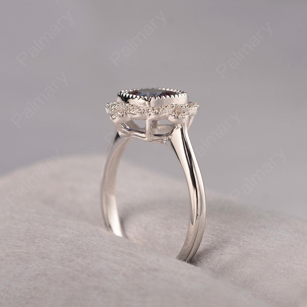 Cushion Cut Bezel Setting Alexandrite Rings - Palmary