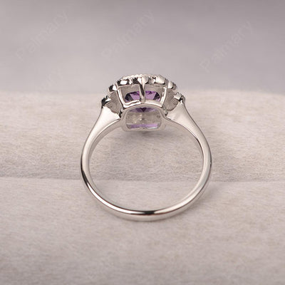 Cushion Cut Bezel Setting Amethyst Rings - Palmary