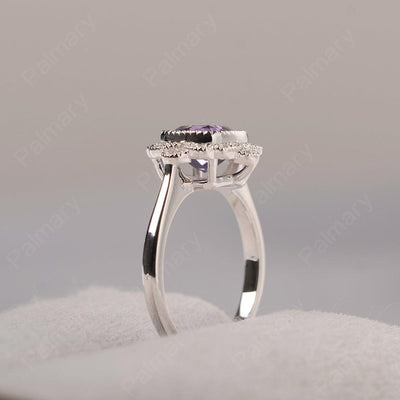 Cushion Cut Bezel Setting Amethyst Rings - Palmary