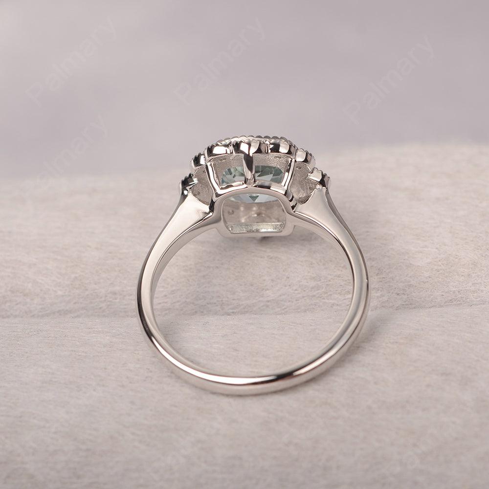 Cushion Cut Bezel Setting Aquamarine Rings - Palmary