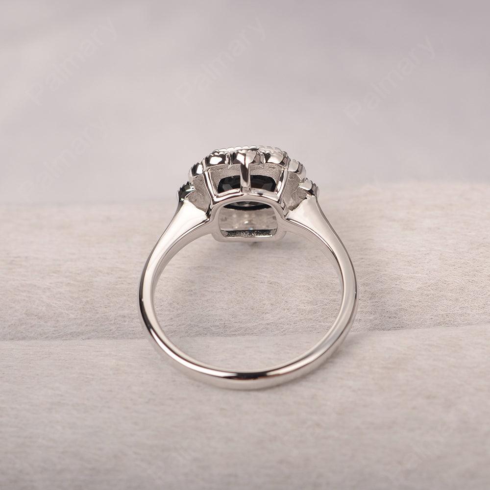 Cushion Cut Bezel Setting Black Spinel Rings - Palmary