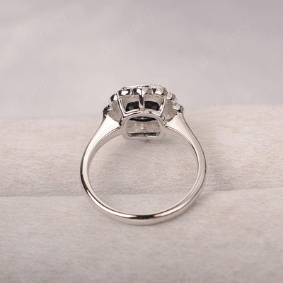 Cushion Cut Bezel Setting Black Spinel Rings - Palmary