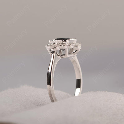 Cushion Cut Bezel Setting Black Spinel Rings - Palmary