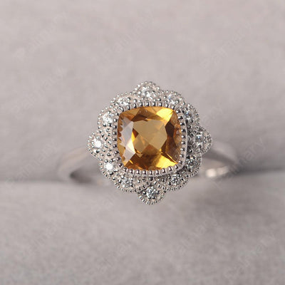 Cushion Cut Bezel Setting Citrine Rings - Palmary