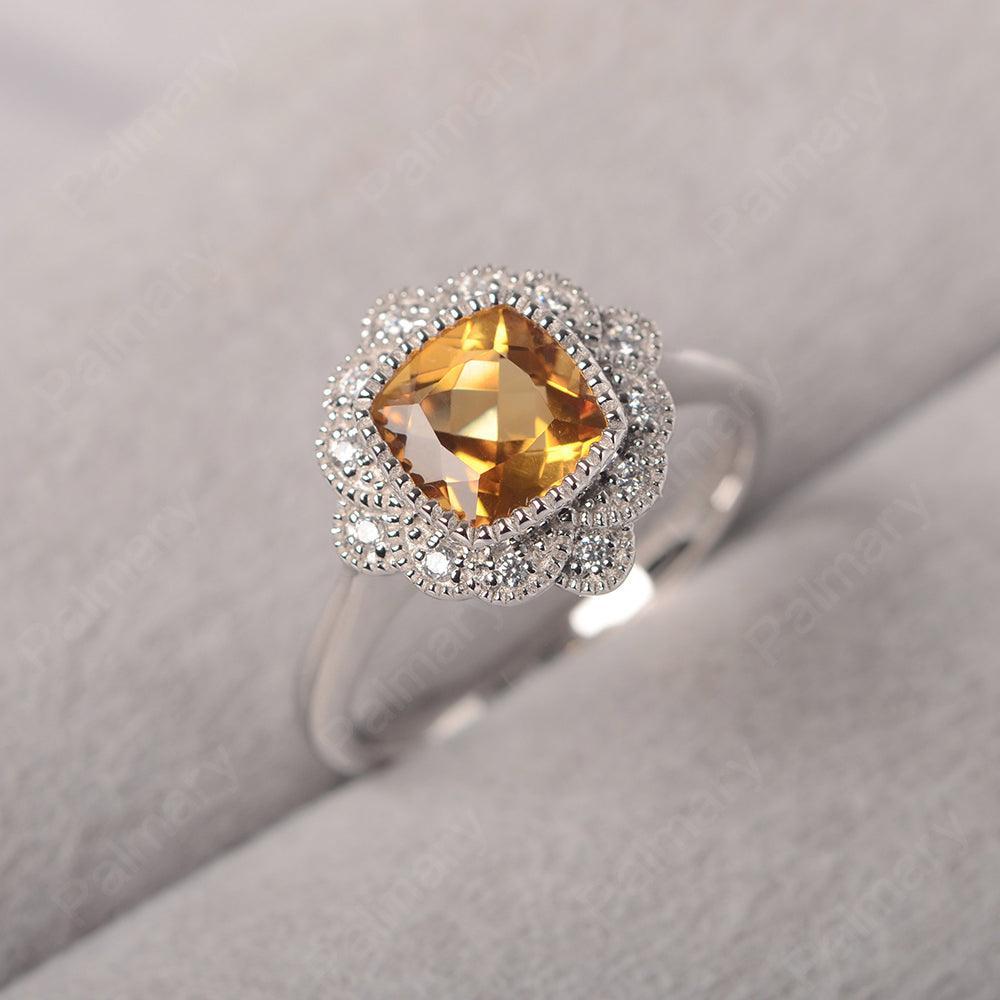 Cushion Cut Bezel Setting Citrine Rings - Palmary