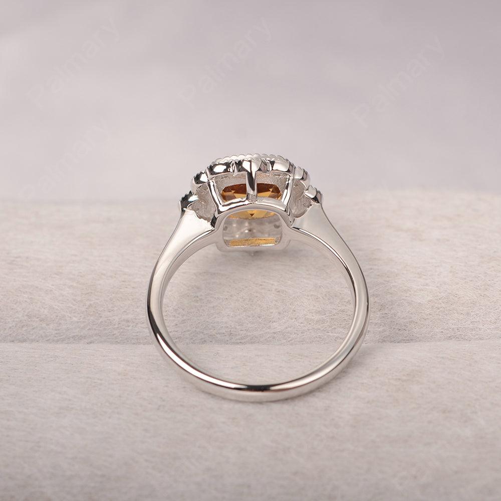 Cushion Cut Bezel Setting Citrine Rings - Palmary