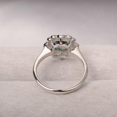 Cushion Cut Bezel Setting Green Sapphire Rings - Palmary