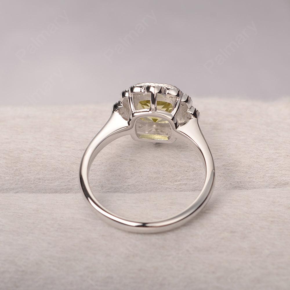 Cushion Cut Bezel Setting Lemon Quartz Rings - Palmary