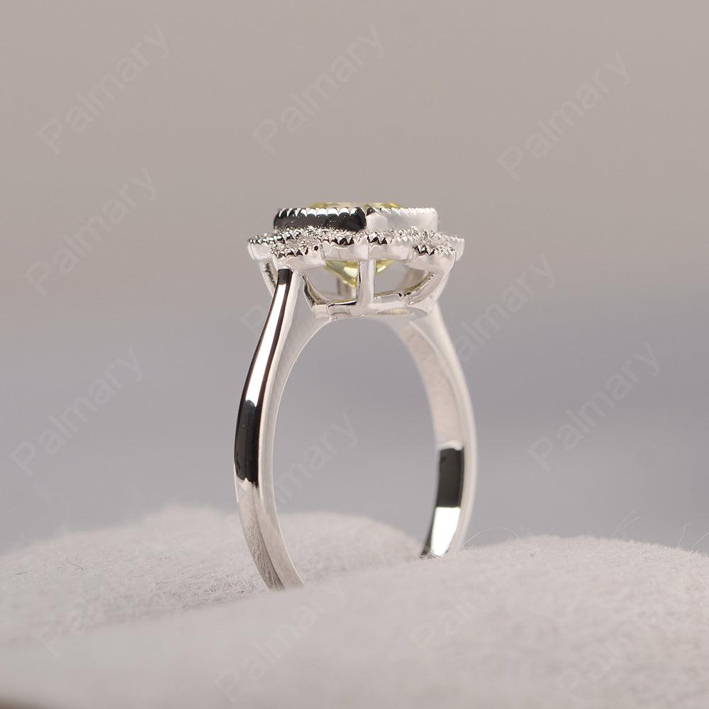 Cushion Cut Bezel Setting Lemon Quartz Rings - Palmary