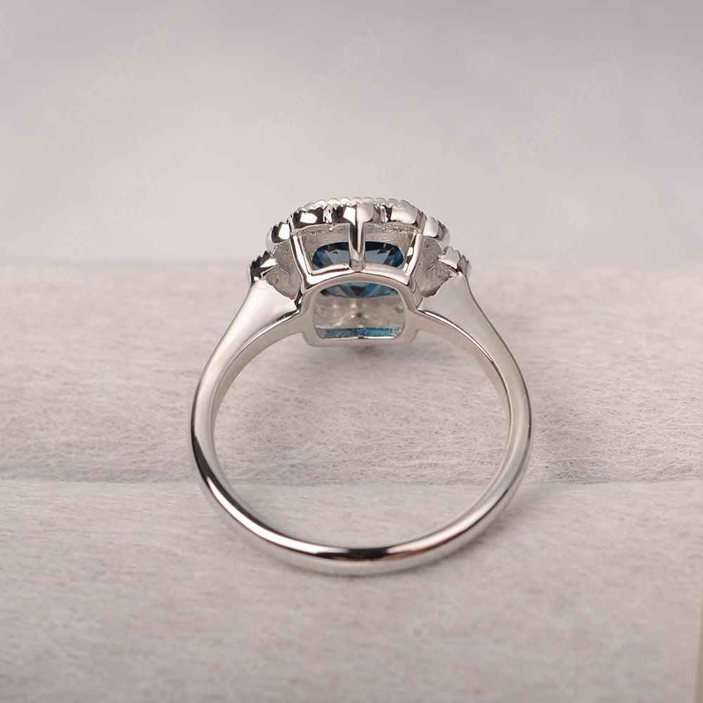 Cushion Cut Bezel Setting London Blue Topaz Rings - Palmary