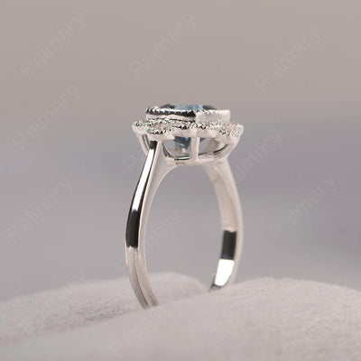 Cushion Cut Bezel Setting London Blue Topaz Rings - Palmary