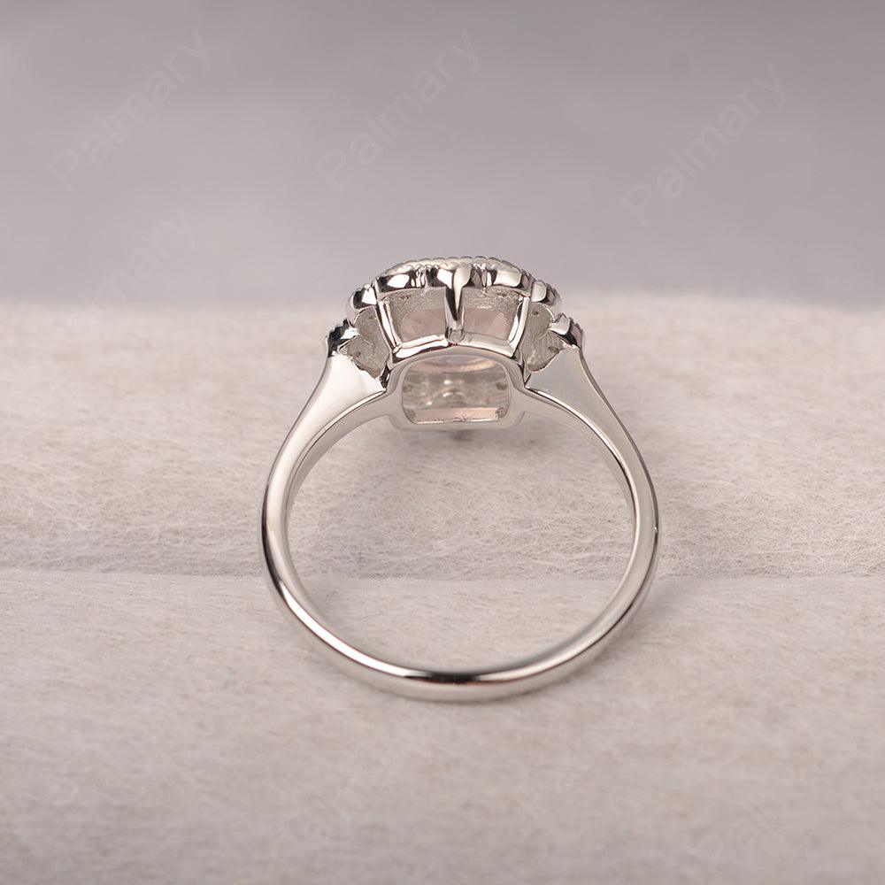 Cushion Cut Bezel Setting Rose Quartz Rings - Palmary