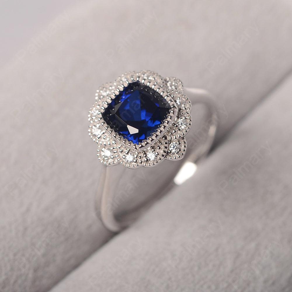 Cushion Cut Bezel Setting Sapphire Rings - Palmary