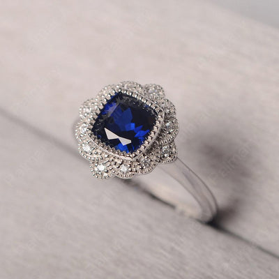 Cushion Cut Bezel Setting Sapphire Rings - Palmary