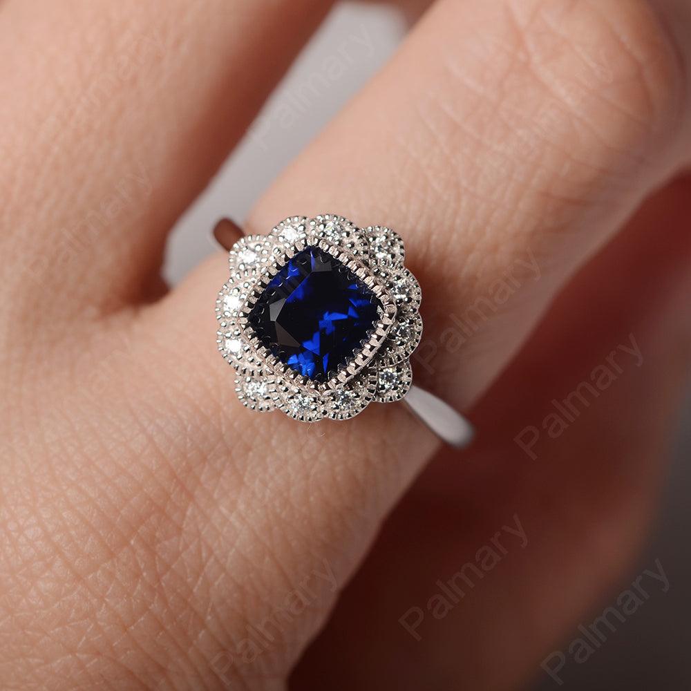 Cushion Cut Bezel Setting Sapphire Rings - Palmary