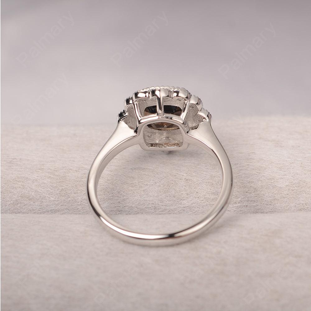 Cushion Cut Bezel Setting Smoky Quartz  Rings - Palmary