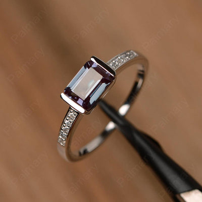 East West Emerald Cut Alexandrite Rings - Palmary