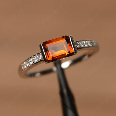 East West Emerald Cut Citrine Rings - Palmary