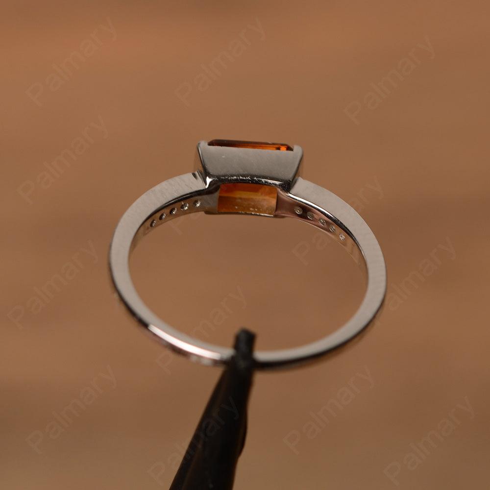 East West Emerald Cut Citrine Rings - Palmary
