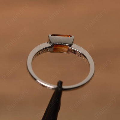 East West Emerald Cut Citrine Rings - Palmary