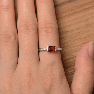 East West Emerald Cut Citrine Rings - Palmary