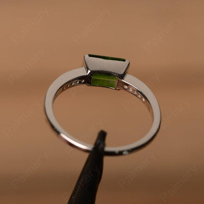 East West Emerald Cut Diopside Rings - Palmary
