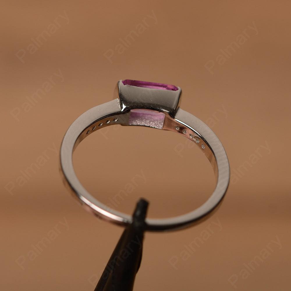 East West Emerald Cut Pink Sapphire Rings - Palmary